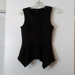 Asymetrical sleeveless black top